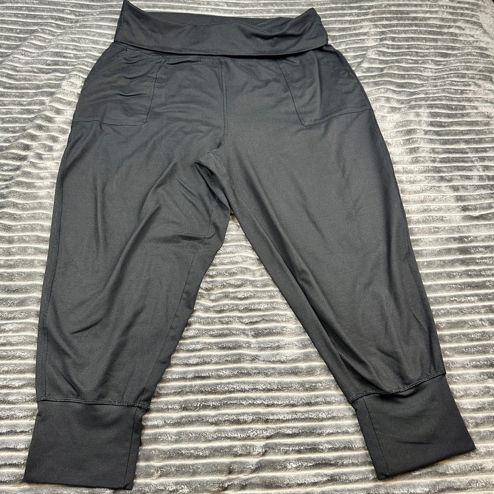 OFFLINE by Aerie Womens XL Short Black Foldover High Waist Cropped Jogger Pants
